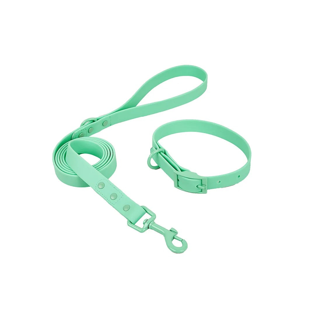 Royal Pastel PVC Dog Collar & Lead Set - detail close-up