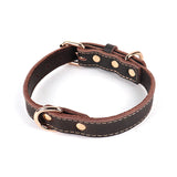 Saddle Cowhide Leather Dog & Cat Collar - side angle