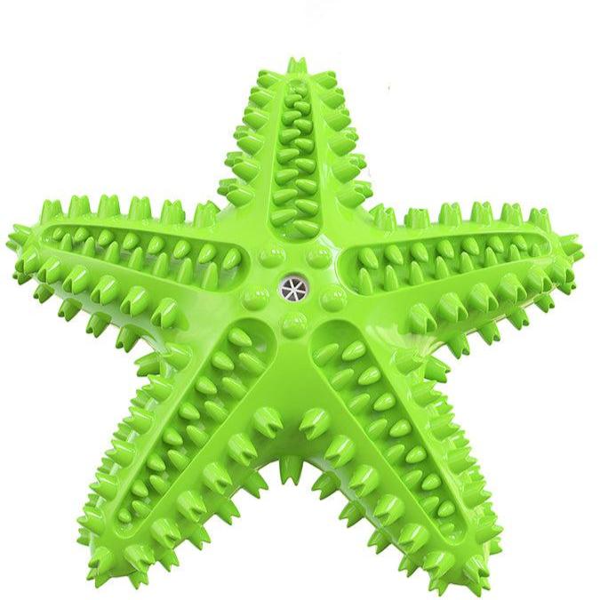 Squeaky Starfish Teeth-Cleaning Rubber Chew Toy - side angle