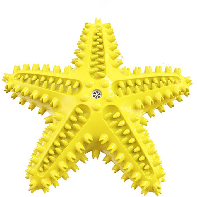 Squeaky Starfish Teeth-Cleaning Rubber Chew Toy - detail close-up