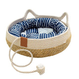 Woven Rattan Pet Bed with Scratch Board & Warm Pad - Rattan | PAWD