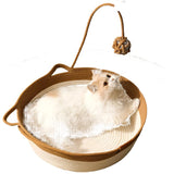 Woven Rattan Pet Bed with Scratch Board & Winter Warm Pad - size comparison