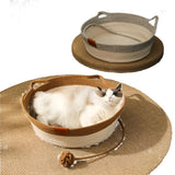 Woven Rattan Pet Bed with Scratch Board & Warm Pad - Rattan | PAWD