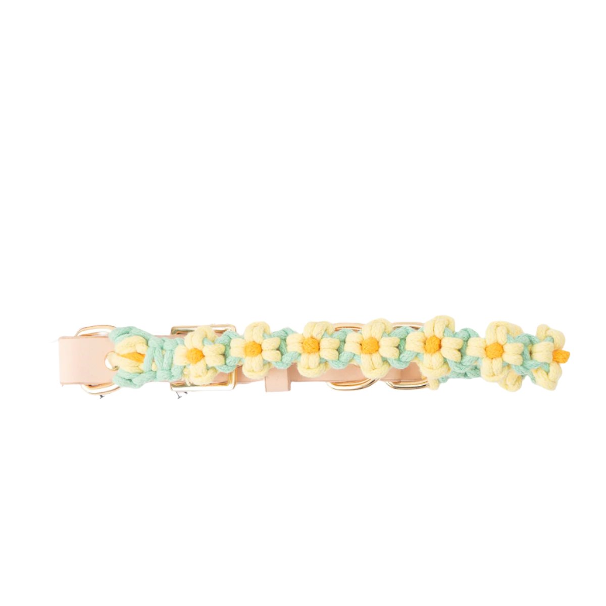 Cottagecore Handknit Flower PU Leather Collar