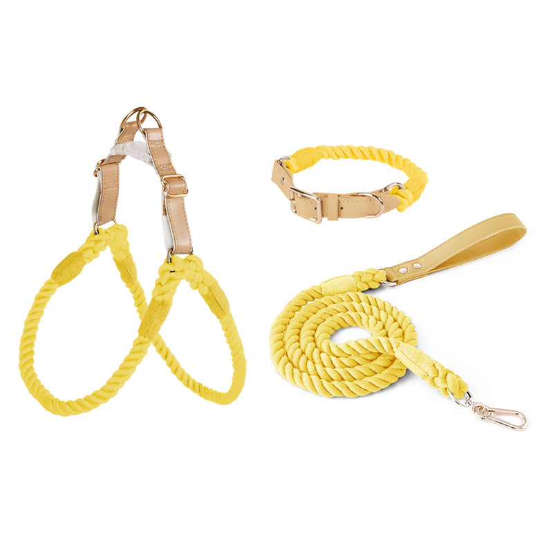 BowWow Handmade Bright Cotton Rope Collar & Leash Set