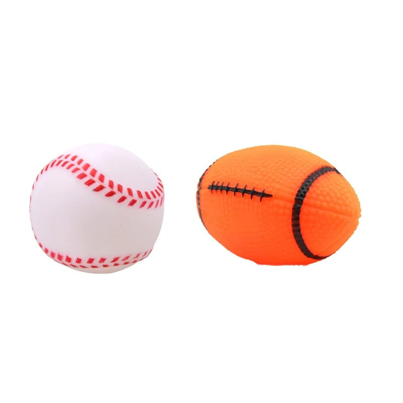 Squeaky Power Sports Ball Natural Rubber Chew Toy