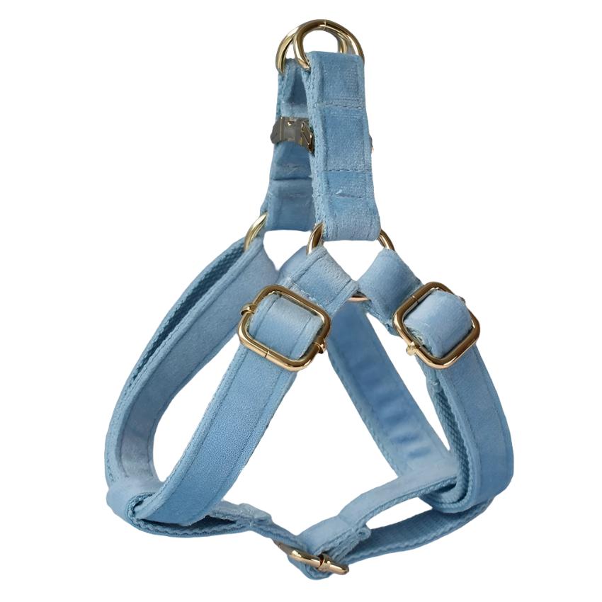 Premier Dust Blue Flanelette Harness with Personalized Engraving