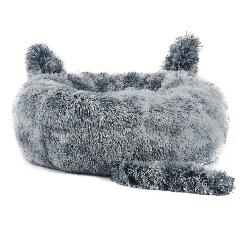 Deluxe Fluffy Anti-Anxiety Pet Bed with Tail & Ear Design