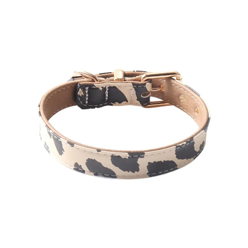 Deluxe Neutral Pastel Cow Leather Dog Collar