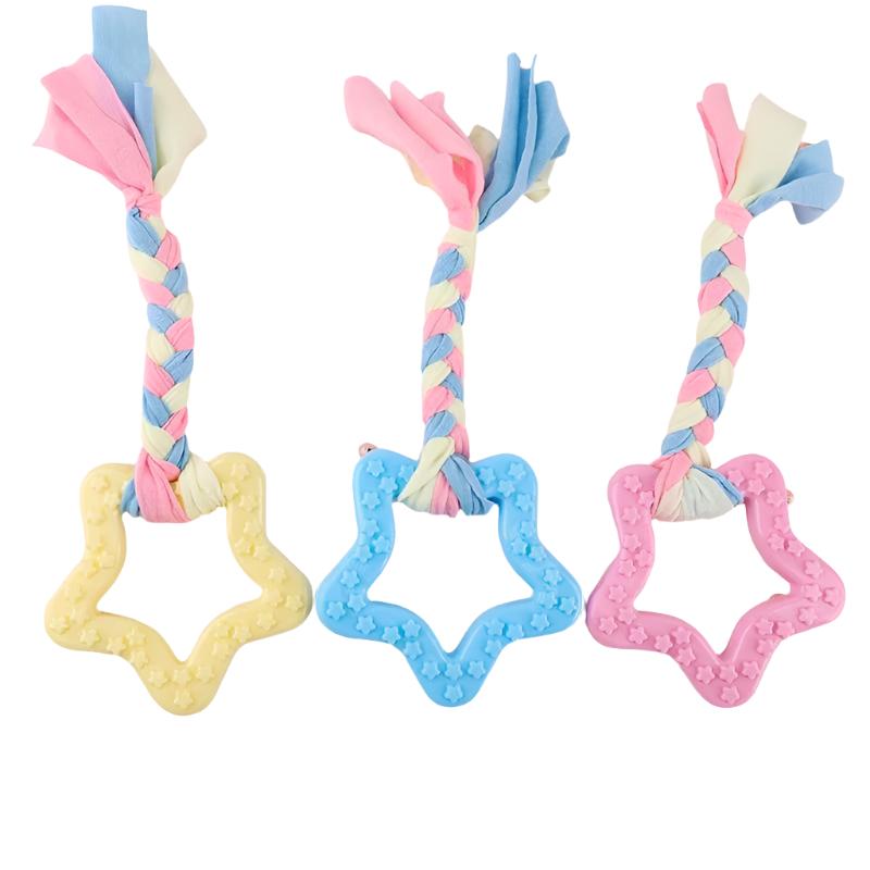 Pastel Knot Bone & Rope Natural Rubber Bite-Resistant Teeth Cleaning Chew Toy