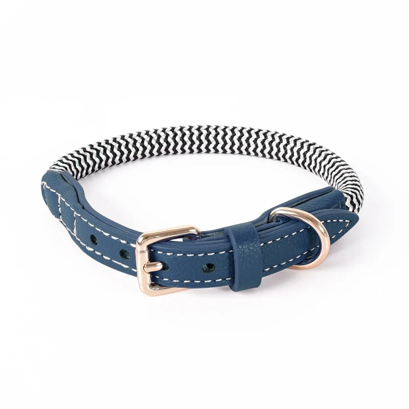 Deluxe Soft Leather Zigzag Leather Dog Collar