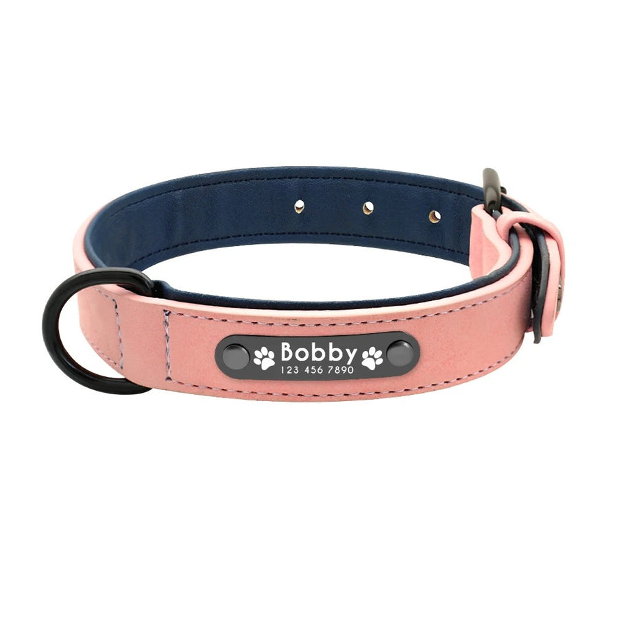 Personalized Earth & Pastel Plain Leather Dog Collar