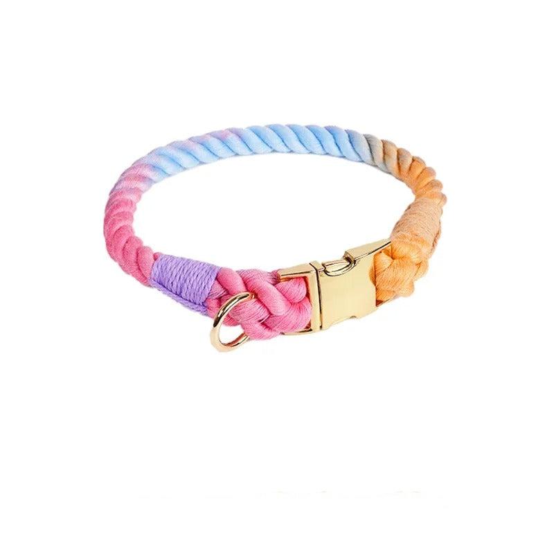 Macaron Rainbow Cotton Weave Dog Collar