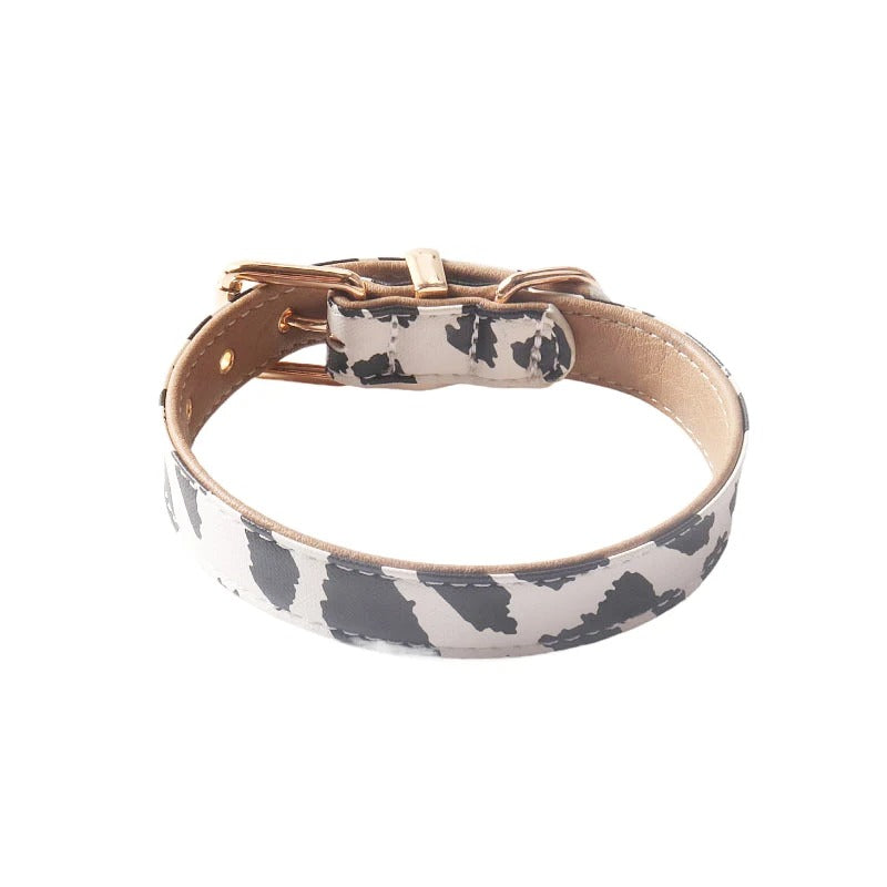 Deluxe Neutral Pastel Cow Leather Dog Collar