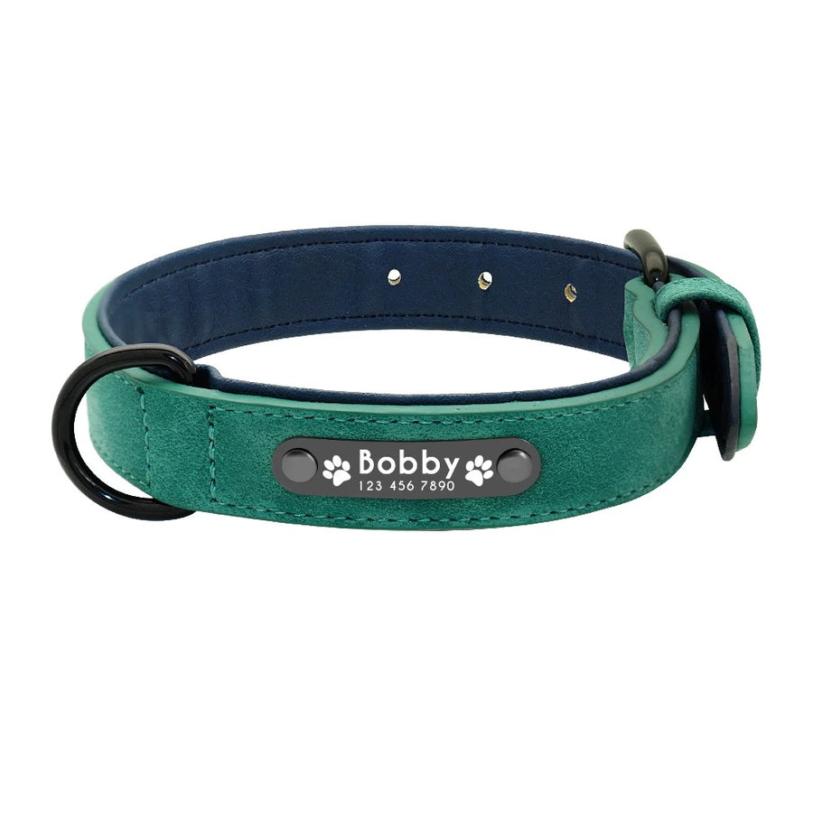 Personalized Earth & Pastel Plain Leather Dog Collar