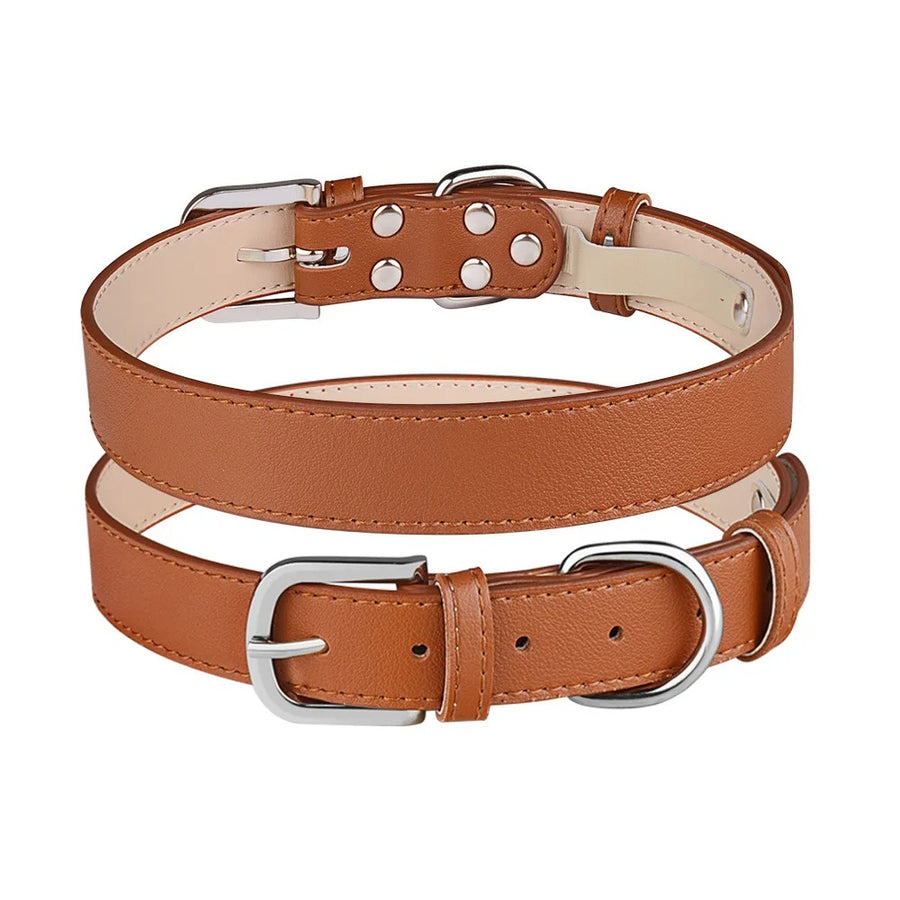 Luxury Plain Pastel & Shade PU Leather Dog Collar