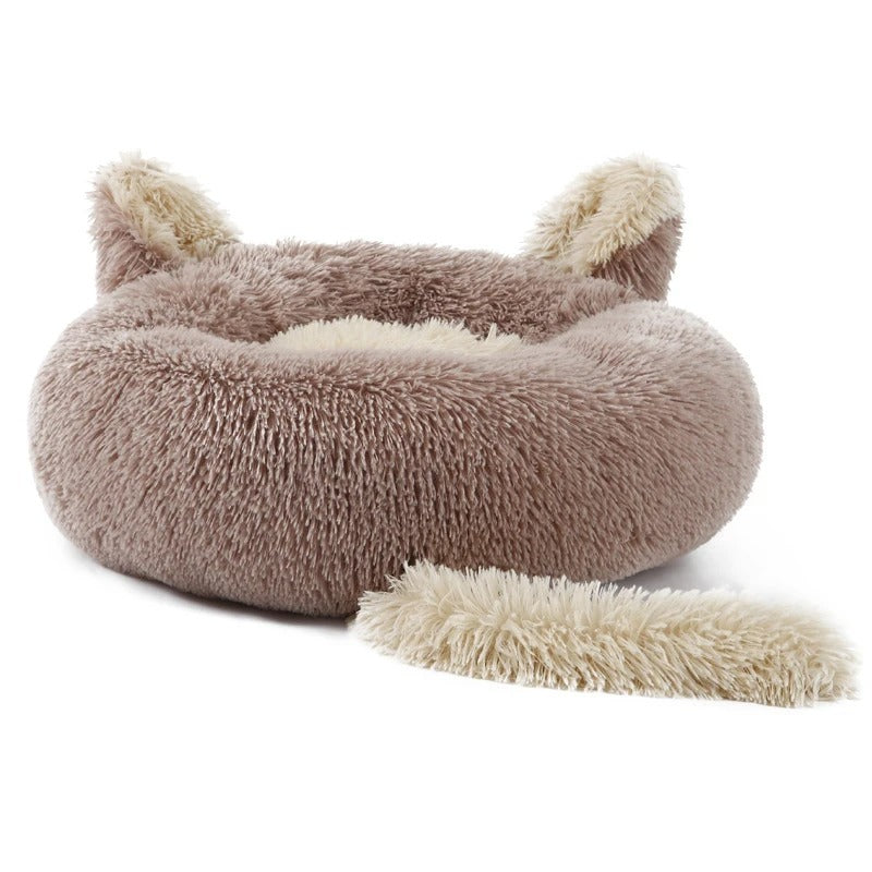 Deluxe Fluffy Anti-Anxiety Pet Bed with Tail & Ear Design