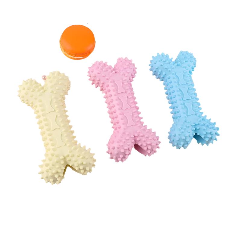 Pastel Knot Bone & Rope Natural Rubber Bite-Resistant Teeth Cleaning Chew Toy