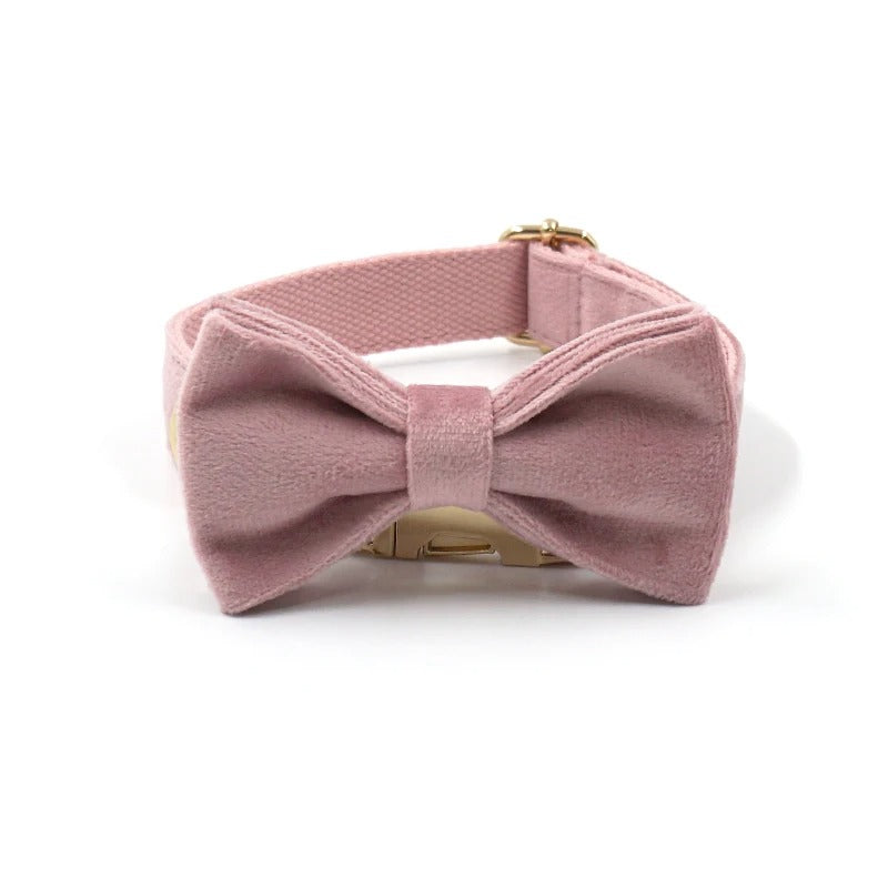 Luxury Pink Suade Harness Leash Set with Detachable  Bowtie