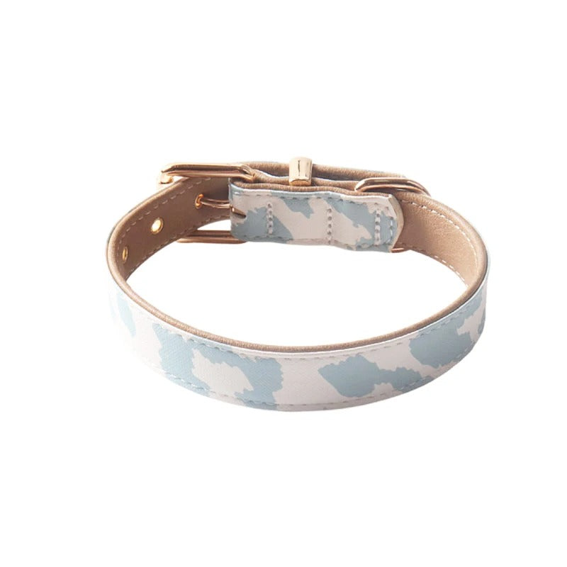 Deluxe Neutral Pastel Cow Leather Dog Collar