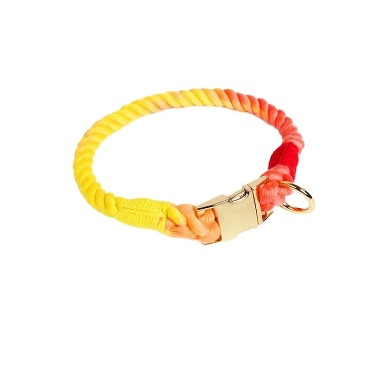 Macaron Rainbow Cotton Weave Dog Collar