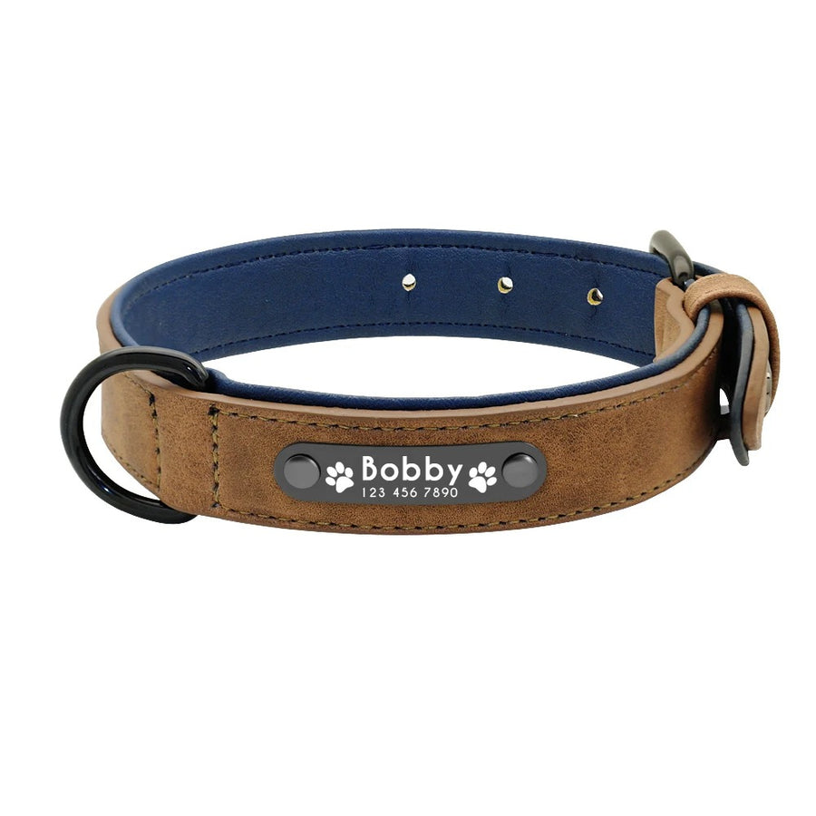 Personalized Earth & Pastel Plain Leather Dog Collar