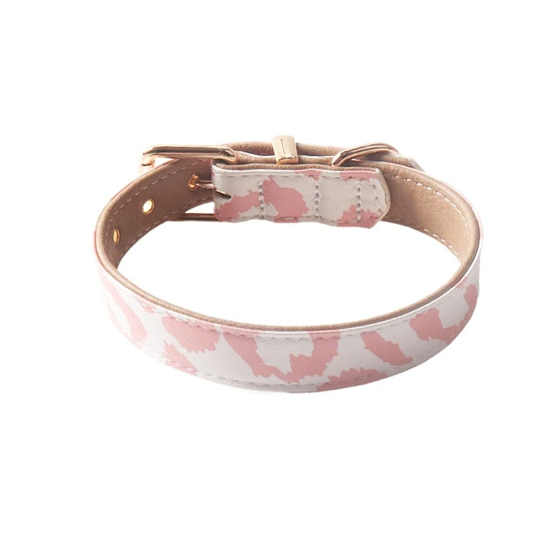 Deluxe Neutral Pastel Cow Leather Dog Collar