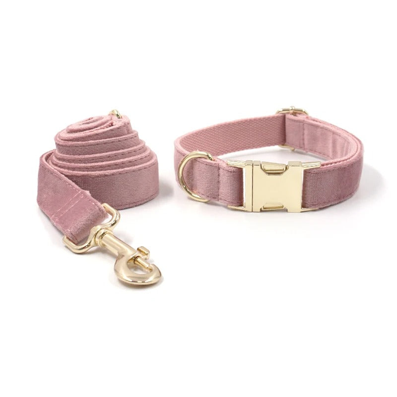 Luxury Pink Suade Harness Leash Set with Detachable  Bowtie