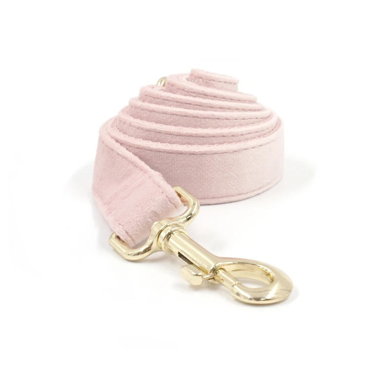 Luxury Pink Pastel Suade Harness Leash Set with Detachable  Bowtie