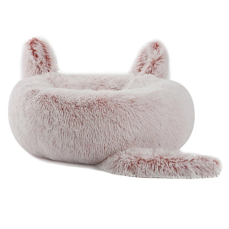 Deluxe Fluffy Anti-Anxiety Pet Bed with Tail & Ear Design