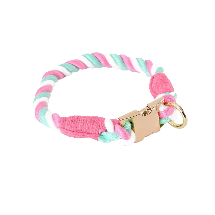 Macaron Rainbow Cotton Weave Dog Collar