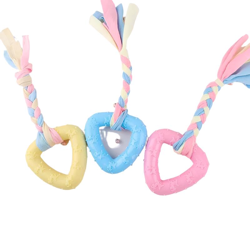 Pastel Knot Bone & Rope Natural Rubber Bite-Resistant Teeth Cleaning Chew Toy