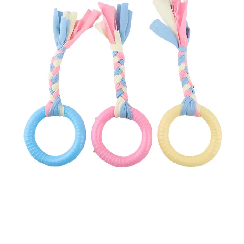 Pastel Knot Bone & Rope Natural Rubber Bite-Resistant Teeth Cleaning Chew Toy