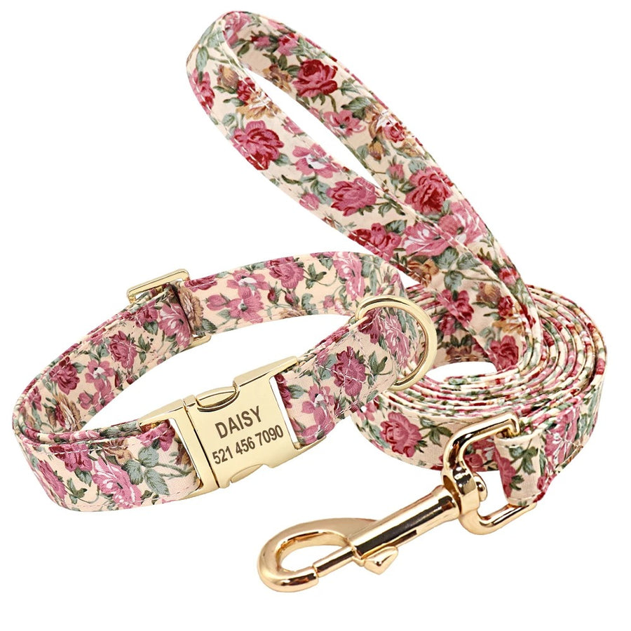 Floral Bloom Gold Leash Set