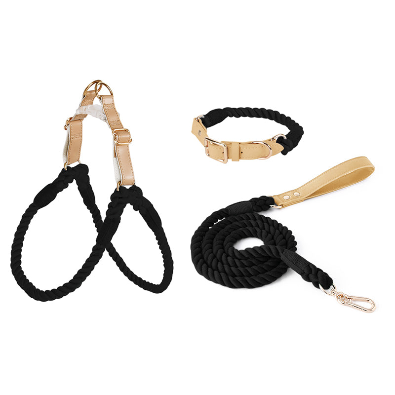 BowWow Handmade Bright Cotton Rope Collar & Leash Set